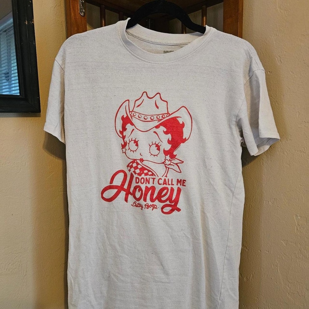 Betty Boop White Tee with Red Cowboy Graphic